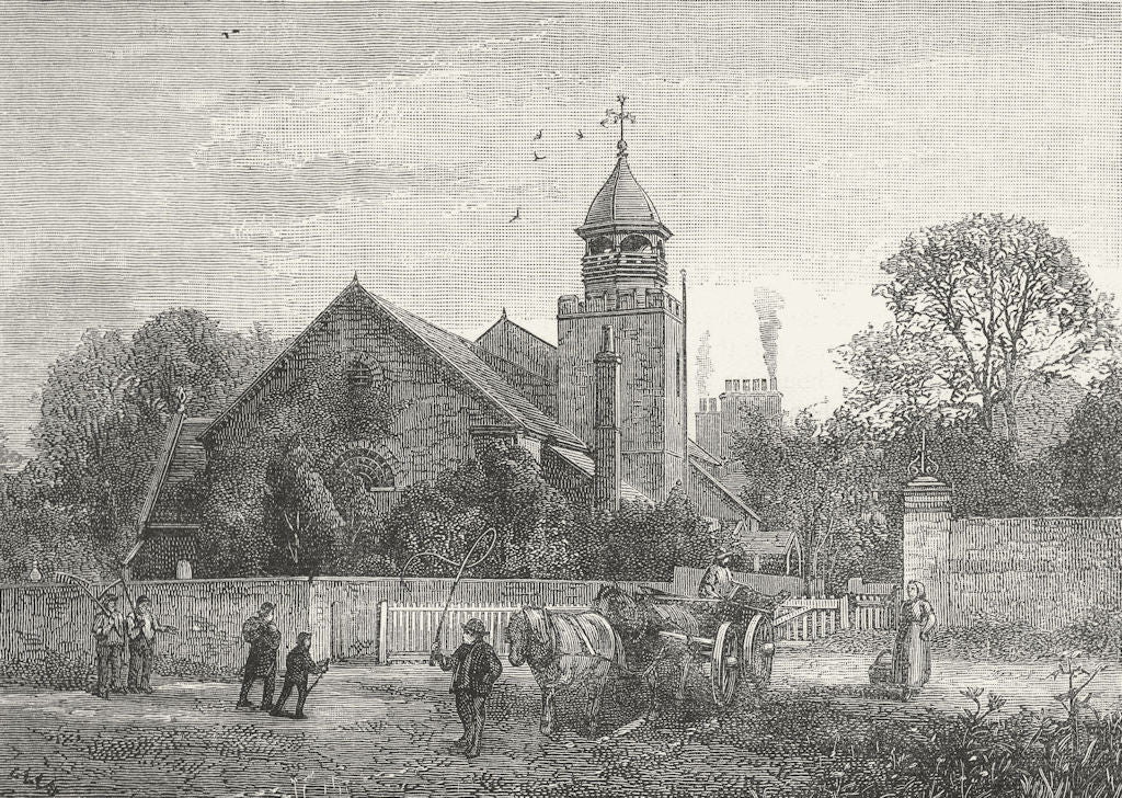 LONDON. Petersham Church 1888 old antique vintage print picture